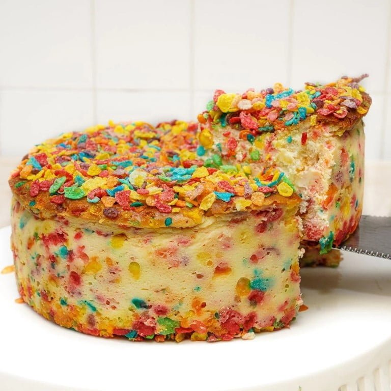 Bakeries That Deliver Cheesecake To Any Doorstep - goldbelly - fruity pebbles cheesecake
