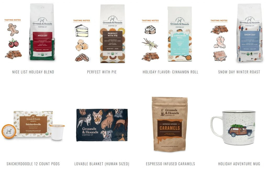 Grounds & Hounds Coffee Co Selection coffee beans coffee k-cups