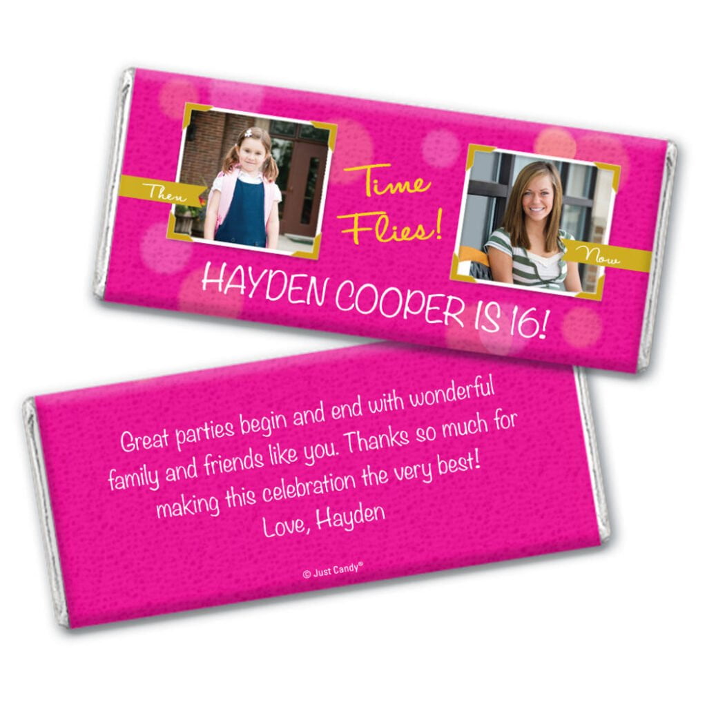 Custom picture on candy just candy pink custom wrapper birthday