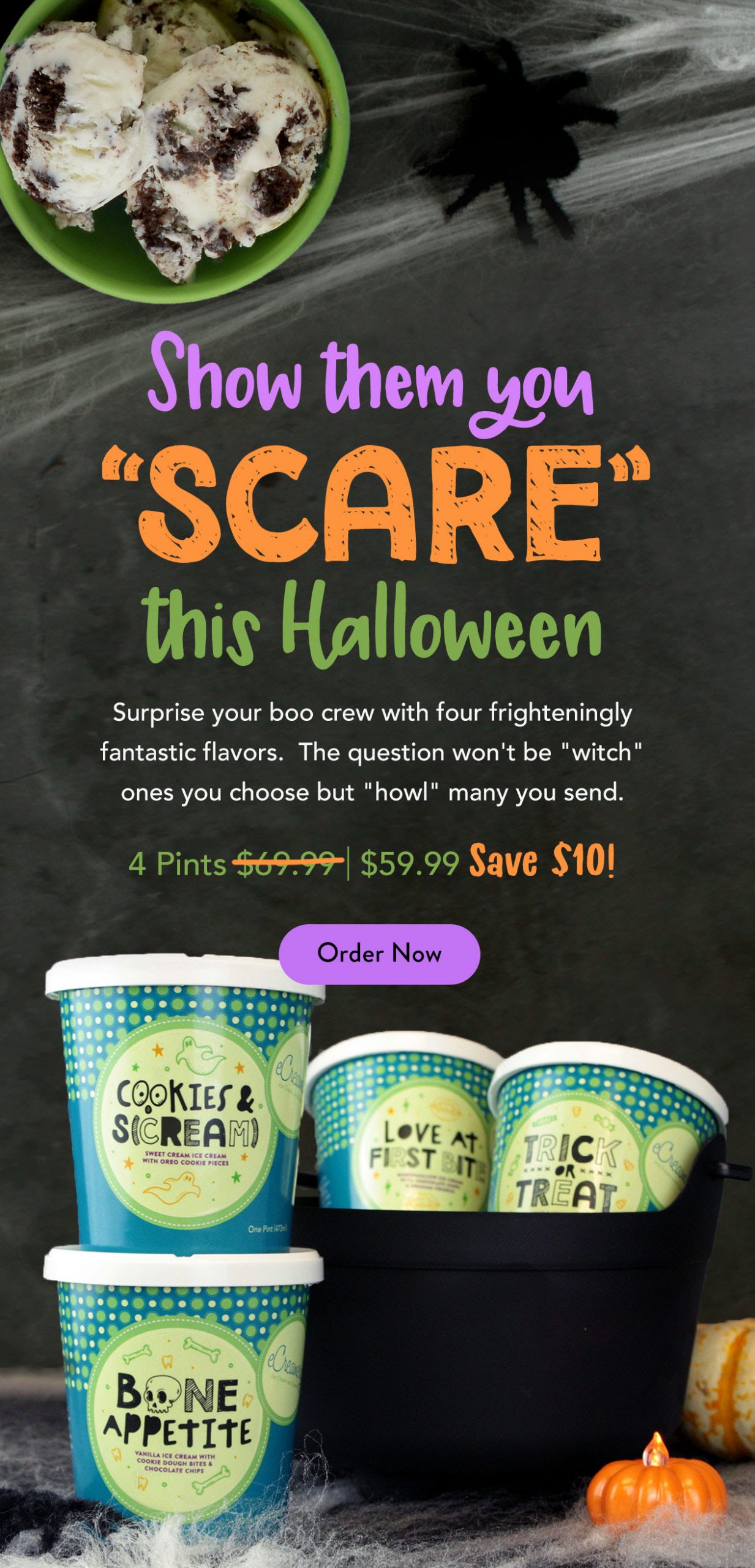 eCreamery: 2 Free Ice Cream Pints With Your Order Deal Halloween Promo